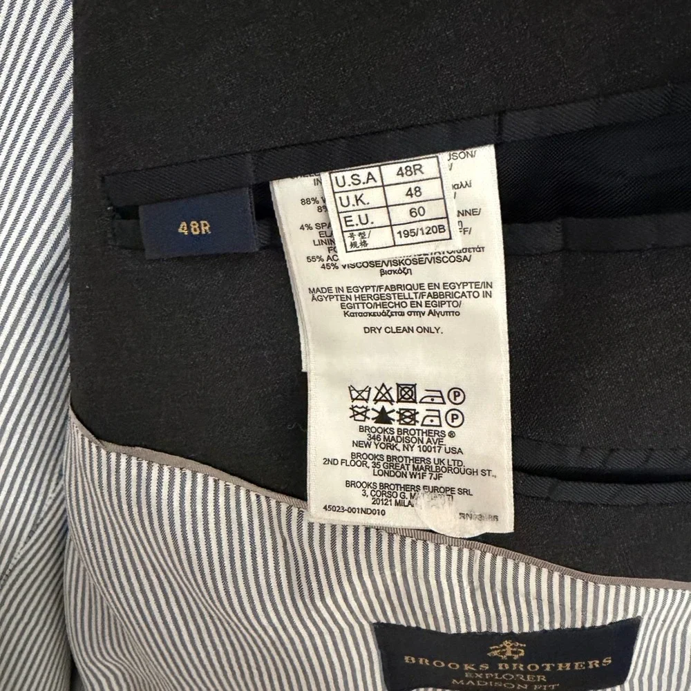 Brooks Brothers Explorer Madison Fit Blazer Mens 48R Charcoal Grey Wool Blend